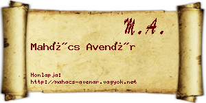 Mahács Avenár névjegykártya